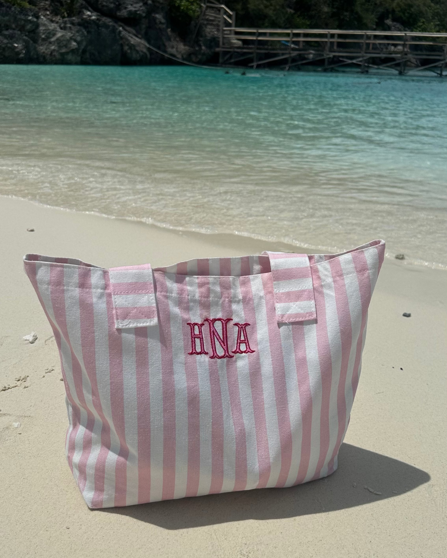 Stripe Monogram Tote